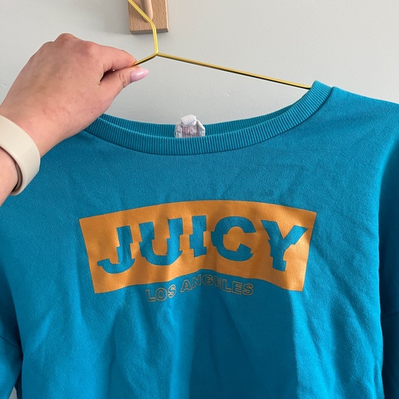 Juicy Couture LA JUICY cropped blue logo sweatshirt size medium - Picture 3 of 5